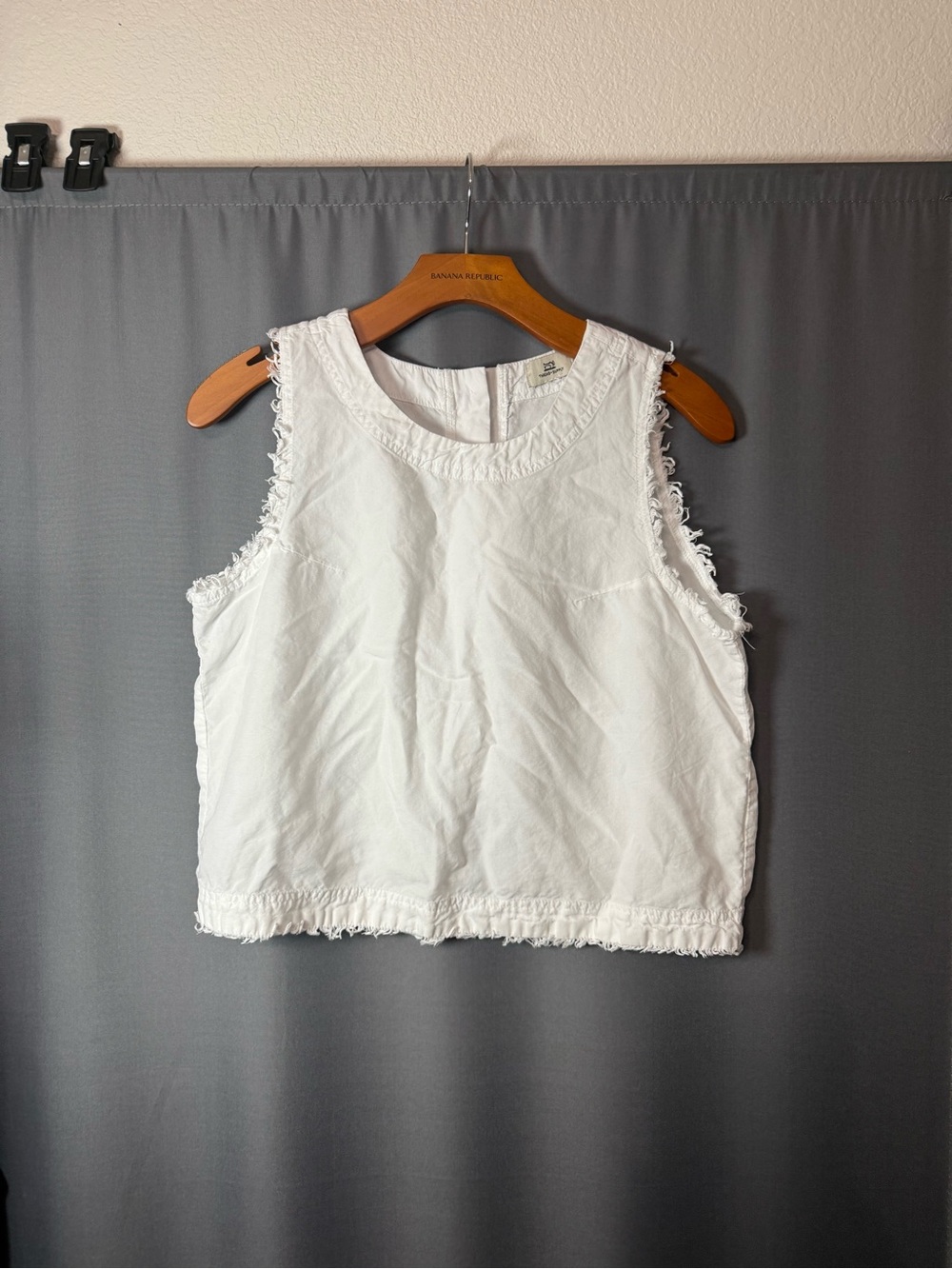 Thread & Supply White Frayed Edge Tank